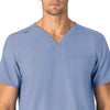 Force Essentials Unisex V-Neck 6-Pocket Scrub Top Ceil Blue side view