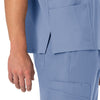 Force Essentials Unisex V-Neck 6-Pocket Scrub Top Ceil Blue front detail