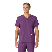 Force Essentials Unisex V-Neck 6-Pocket Scrub Top Eggplant