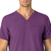 Force Essentials Unisex V-Neck 6-Pocket Scrub Top Eggplant side view