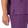 Force Essentials Unisex V-Neck 6-Pocket Scrub Top Eggplant front detail