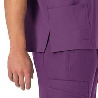 Force Essentials Unisex V-Neck 6-Pocket Scrub Top Eggplant front detail