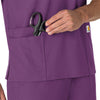 Force Essentials Unisex V-Neck 6-Pocket Scrub Top Eggplant side detail 1