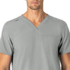 Force Essentials Unisex V-Neck 6-Pocket Scrub Top Grey side view