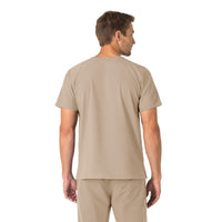 Force Essentials Unisex V-Neck 6-Pocket Scrub Top Khaki back view