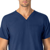 Force Essentials Unisex V-Neck 6-Pocket Scrub Top Navy side view