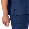 Force Essentials Unisex V-Neck 6-Pocket Scrub Top Navy front detail