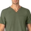 Force Essentials Unisex V-Neck 6-Pocket Scrub Top Olive side view