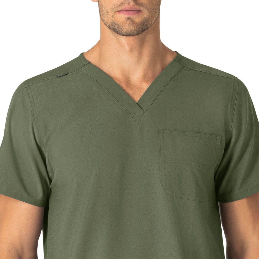 Force Essentials Unisex V-Neck 6-Pocket Scrub Top Olive side view