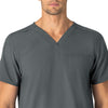 Force Essentials Unisex V-Neck 6-Pocket Scrub Top Pewter side view