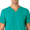 Force Essentials Unisex V-Neck 6-Pocket Scrub Top Teal Blue side view