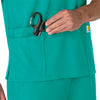 Force Essentials Unisex V-Neck 6-Pocket Scrub Top Teal Blue side detail 1