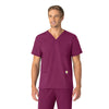 Force Essentials Unisex V-Neck 6-Pocket Scrub Top Wine