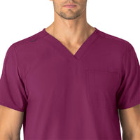 Force Essentials Unisex V-Neck 6-Pocket Scrub Top Wine side view