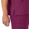 Force Essentials Unisex V-Neck 6-Pocket Scrub Top Wine front detail