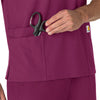 Force Essentials Unisex V-Neck 6-Pocket Scrub Top Wine side detail 1