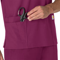 Force Essentials Unisex V-Neck 6-Pocket Scrub Top Wine side detail 1