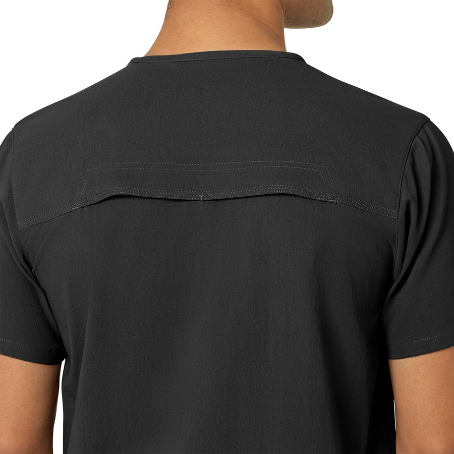 Rugged Flex Peak Men's 5-Pocket V-Neck Scrub Top Black back detail