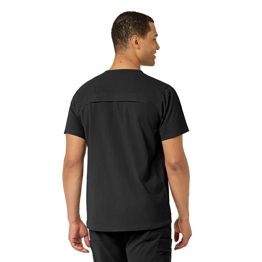 Rugged Flex Peak Men's 5-Pocket V-Neck Scrub Top Black back view