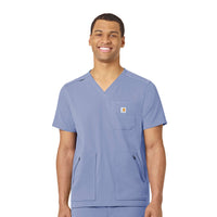 Rugged Flex Peak Men's 5-Pocket V-Neck Scrub Top Ceil Blue