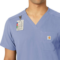 Rugged Flex Peak Men's 5-Pocket V-Neck Scrub Top Ceil Blue side detail 1