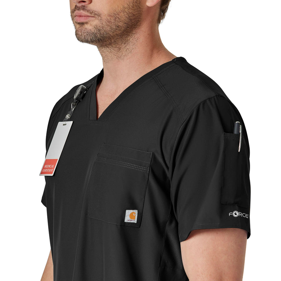 Force Liberty Men's Twill Chest Pocket Scrub Top Black side view