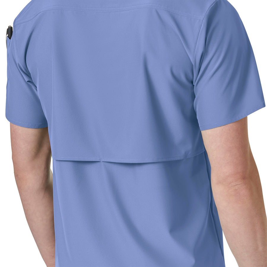 Force Liberty Men's Twill Chest Pocket Scrub Top Ceil Blue front detail