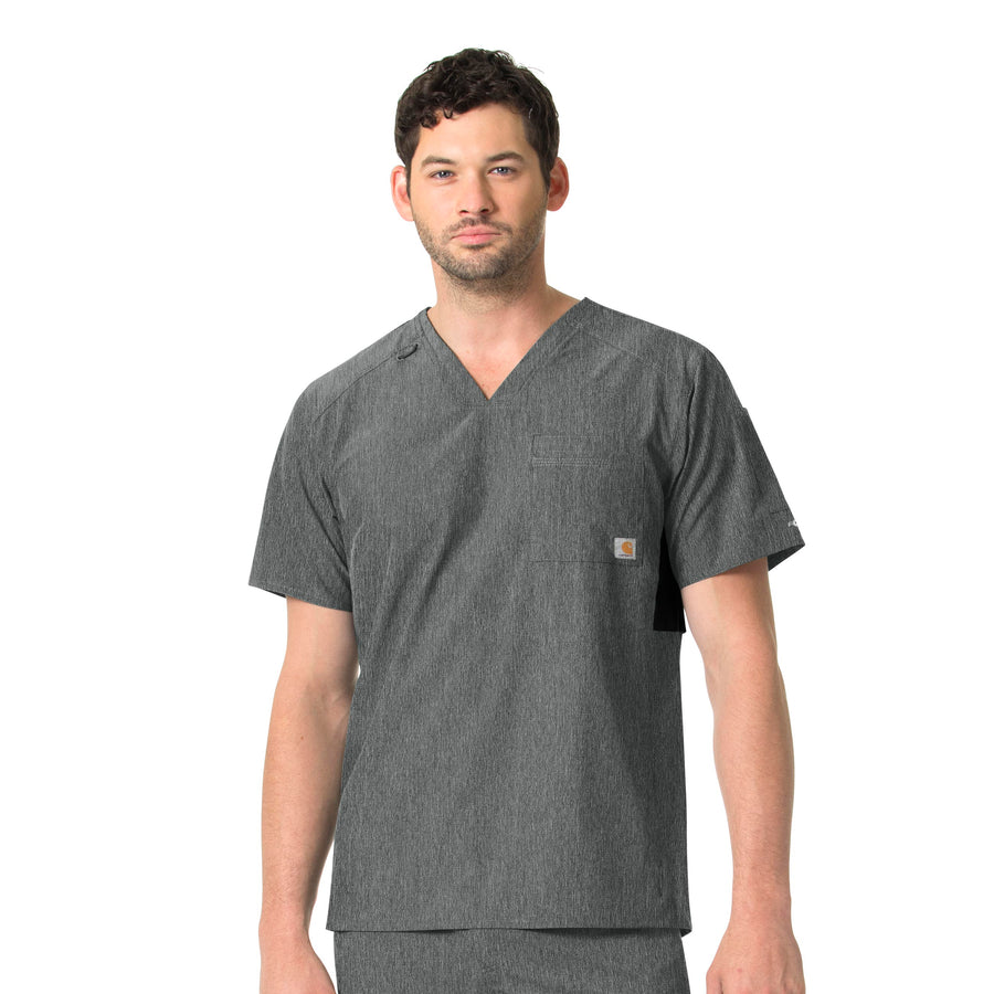 Force Liberty Men's Twill Chest Pocket Scrub Top Charcoal Heather