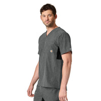 Force Liberty Men's Twill Chest Pocket Scrub Top Charcoal Heather full scrub set