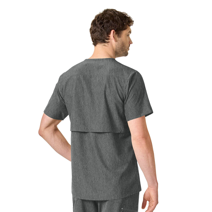 Force Liberty Men's Twill Chest Pocket Scrub Top Charcoal Heather back view