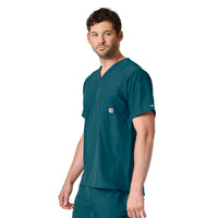 Force Liberty Men's Twill Chest Pocket Scrub Top Caribbean Blue full scrub set