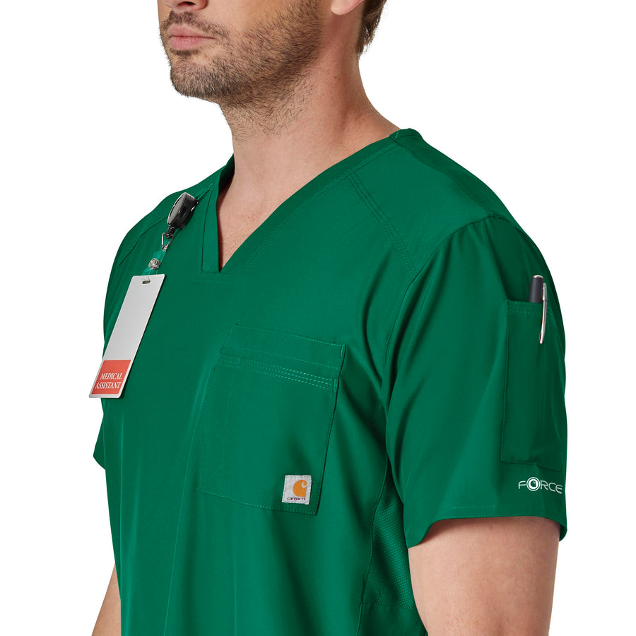 Force Liberty Men's Twill Chest Pocket Scrub Top Hunter Green side view