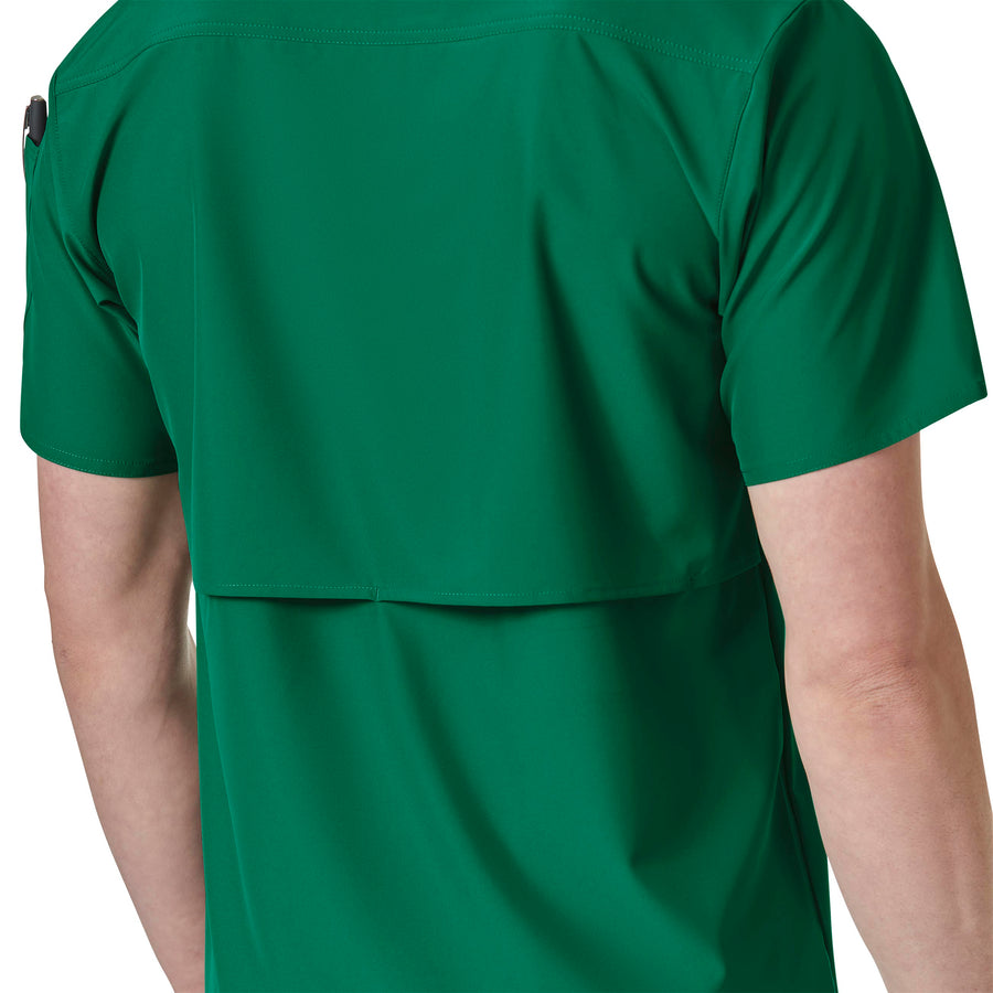 Force Liberty Men's Twill Chest Pocket Scrub Top Hunter Green front detail