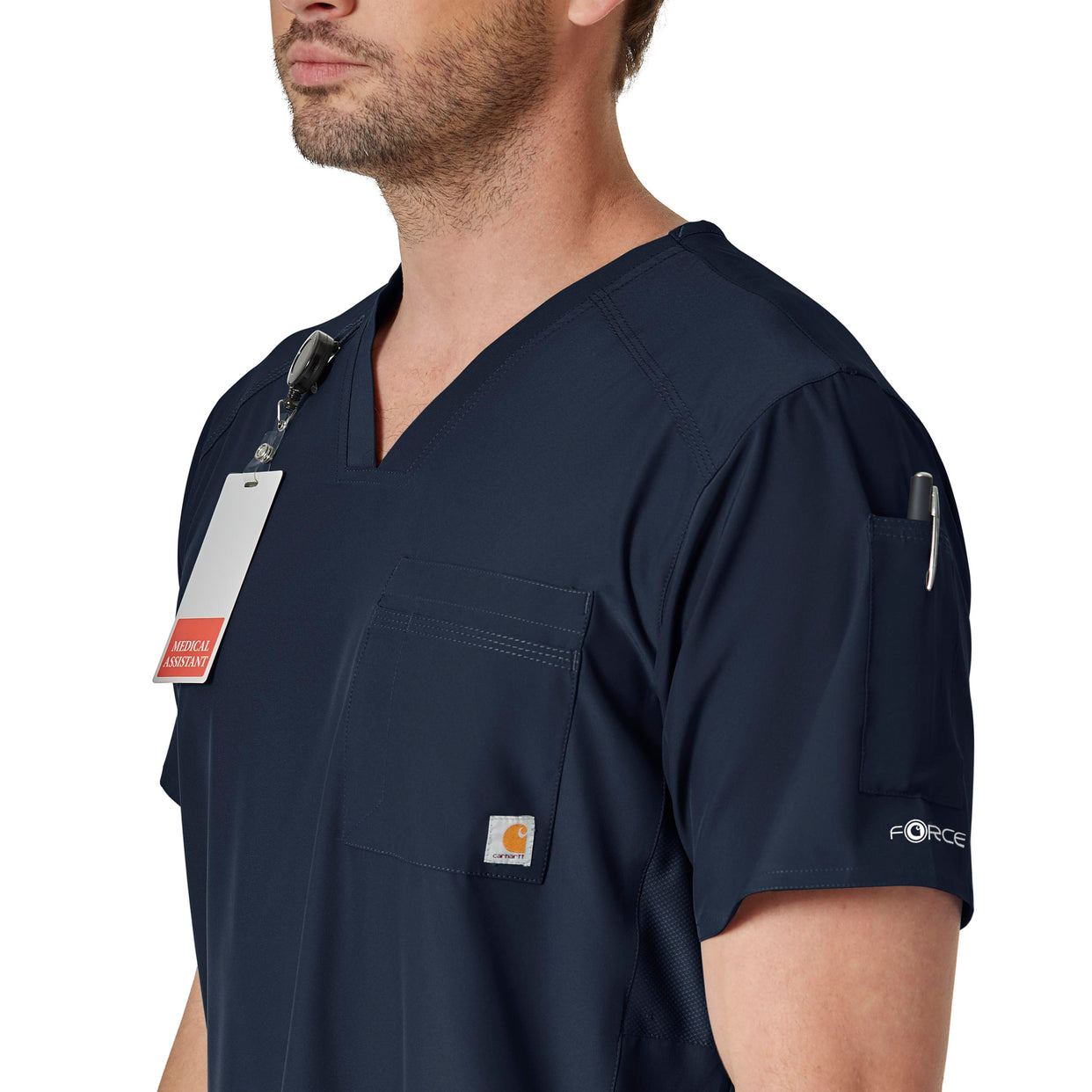 Force Liberty Men's Twill Chest Pocket Scrub Top Navy side view