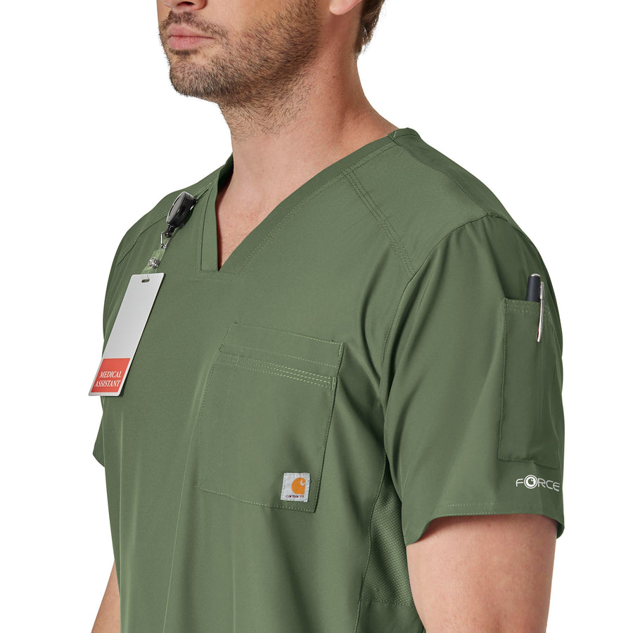 Force Liberty Men's Twill Chest Pocket Scrub Top Olive side view