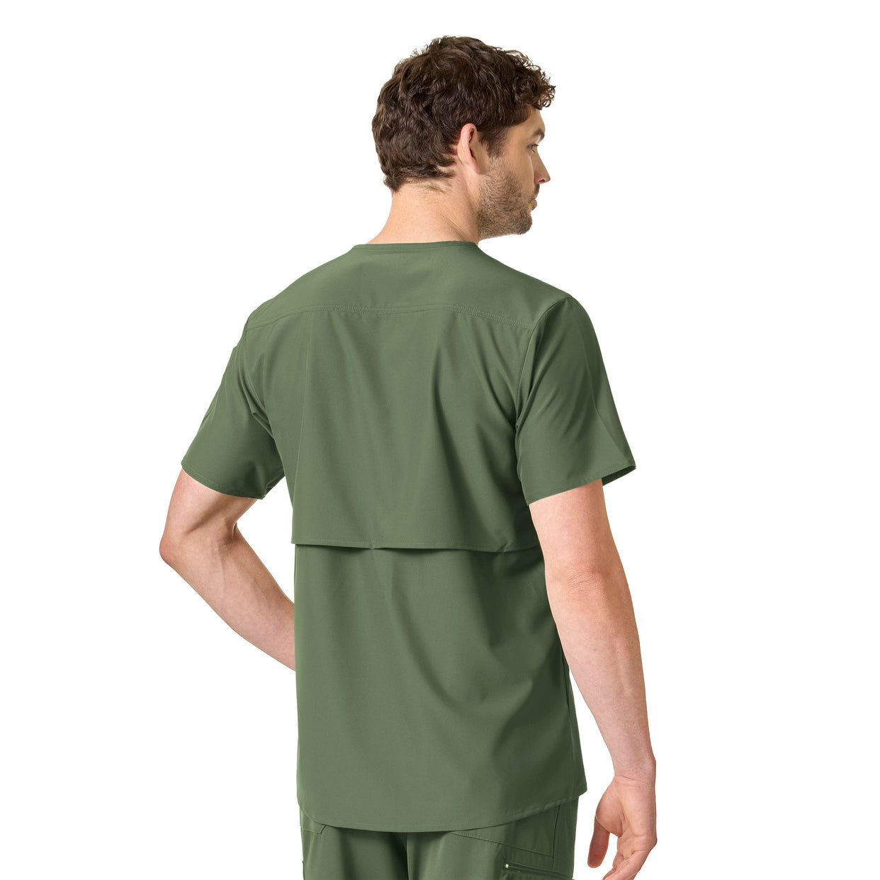 Force Liberty Men's Twill Chest Pocket Scrub Top Olive back view