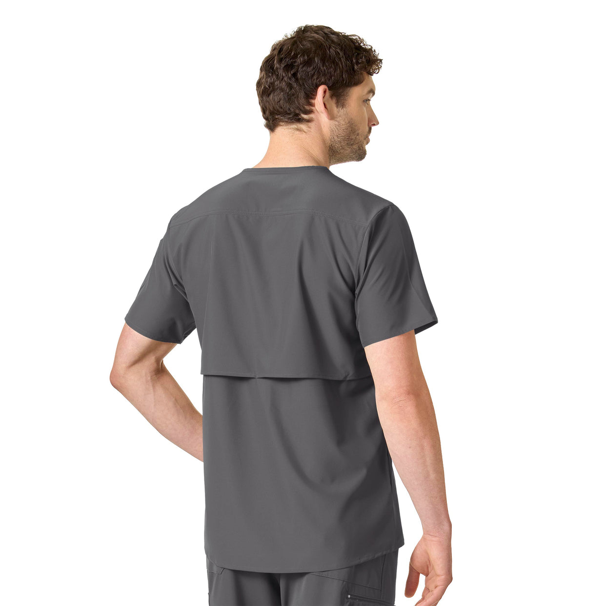 Force Liberty Men's Twill Chest Pocket Scrub Top Pewter back view