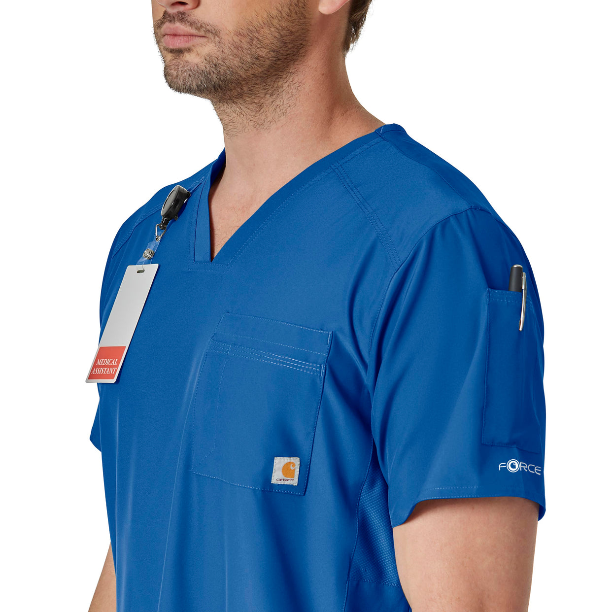 Force Liberty Men's Twill Chest Pocket Scrub Top Royal side view
