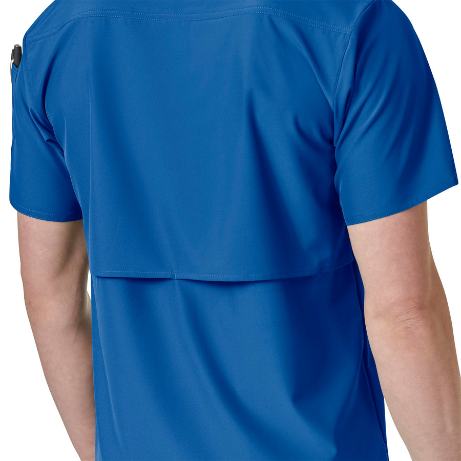 Force Liberty Men's Twill Chest Pocket Scrub Top Royal front detail