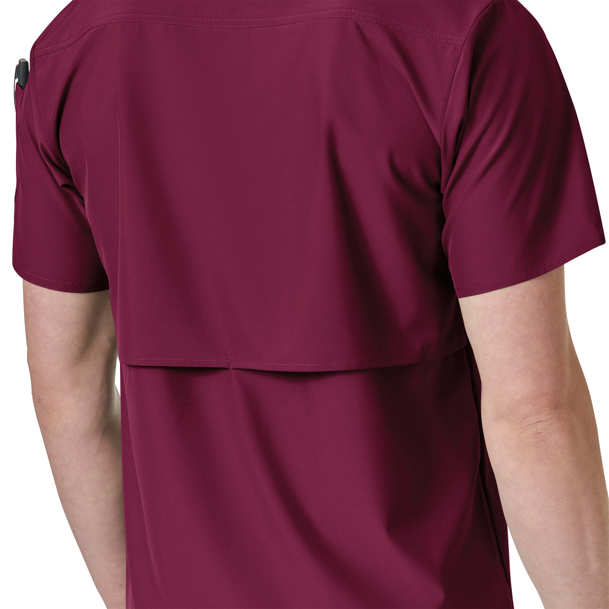 Force Liberty Men's Twill Chest Pocket Scrub Top Wine front detail