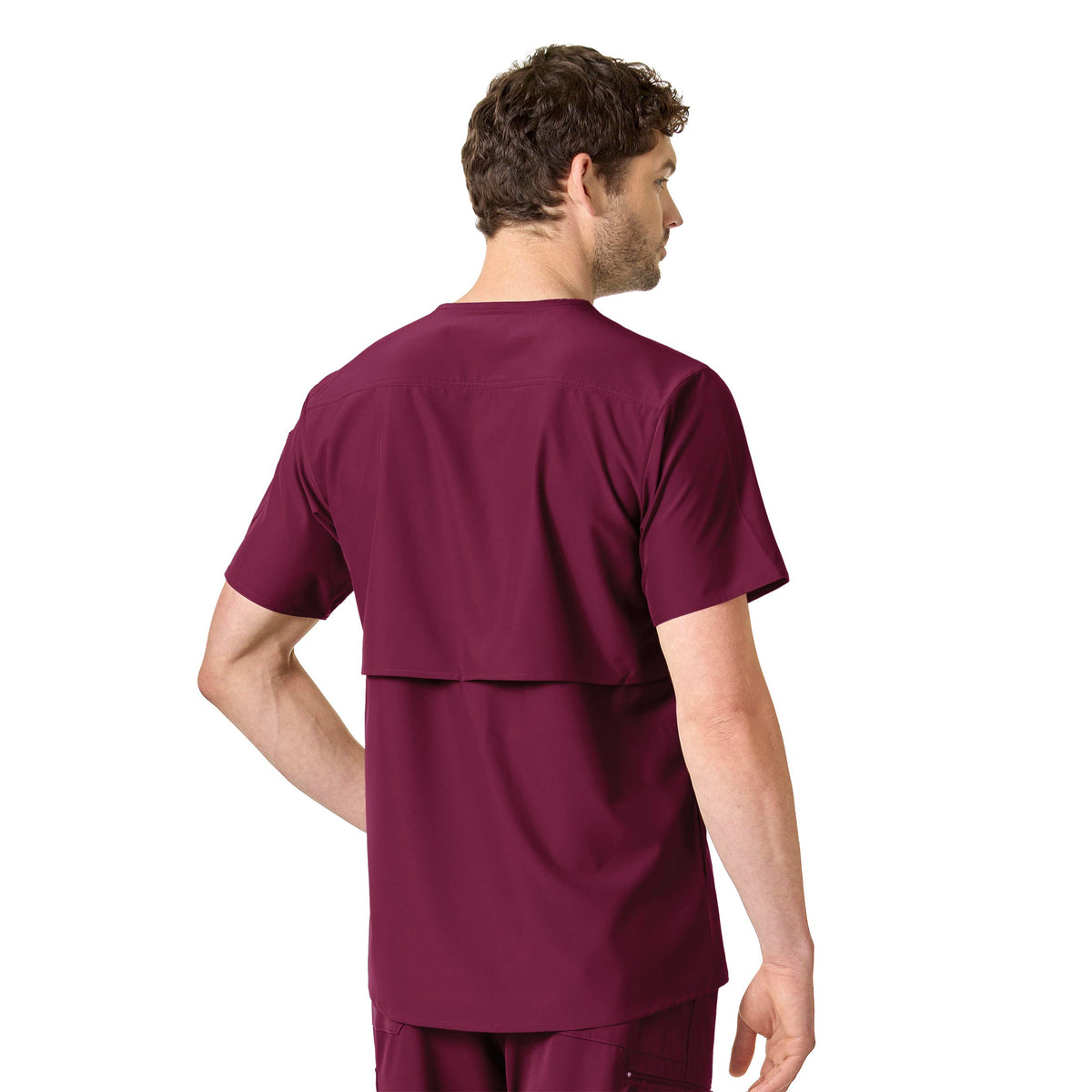 Force Liberty Men's Twill Chest Pocket Scrub Top Wine back view