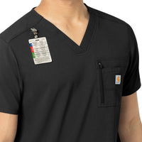 Rugged Flex Peak Men's Tuck-In Scrub Top Black front detail