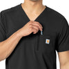 Rugged Flex Peak Men's Tuck-In Scrub Top Black side detail 1