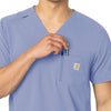 Rugged Flex Peak Men's Tuck-In Scrub Top Ceil Blue side detail 1