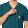 Rugged Flex Peak Men's Tuck-In Scrub Top Caribbean Blue side detail 1