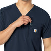 Rugged Flex Peak Men's Tuck-In Scrub Top Navy side detail 1