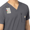 Rugged Flex Peak Men's Tuck-In Scrub Top Pewter front detail