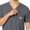 Rugged Flex Peak Men's Tuck-In Scrub Top Pewter side detail 1