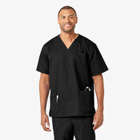 Ripstop & Sub-Scrubs Men's Bi-Swing 4-Pocket V-Neck Scrub Top Black