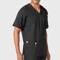 Ripstop & Sub-Scrubs Men's Bi-Swing 4-Pocket V-Neck Scrub Top Black side view